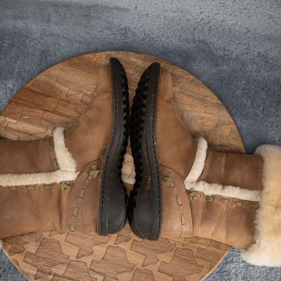 UGG Elijo Leather Sheepskin Boots Shearling Sherpa Mid Calf Warm Size 6 EUC - Picture 6 of 8